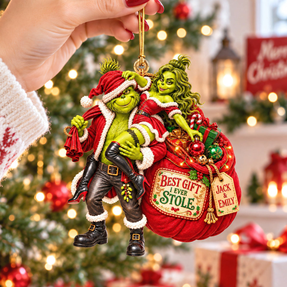 Best Gift I Ever Stole - Funny Personalized Christmas Ornament for Couples Ornament PopCulturePrints