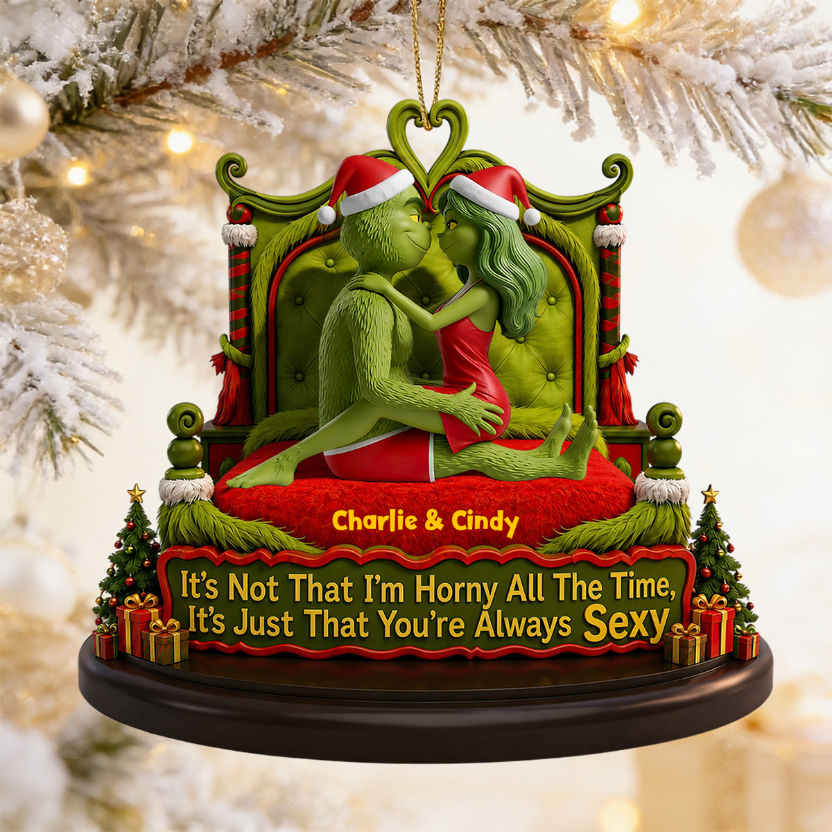 Playful Couple Acrylic Ornament - Personalized Christmas Gifts for Couples Ornament PopCulturePrints