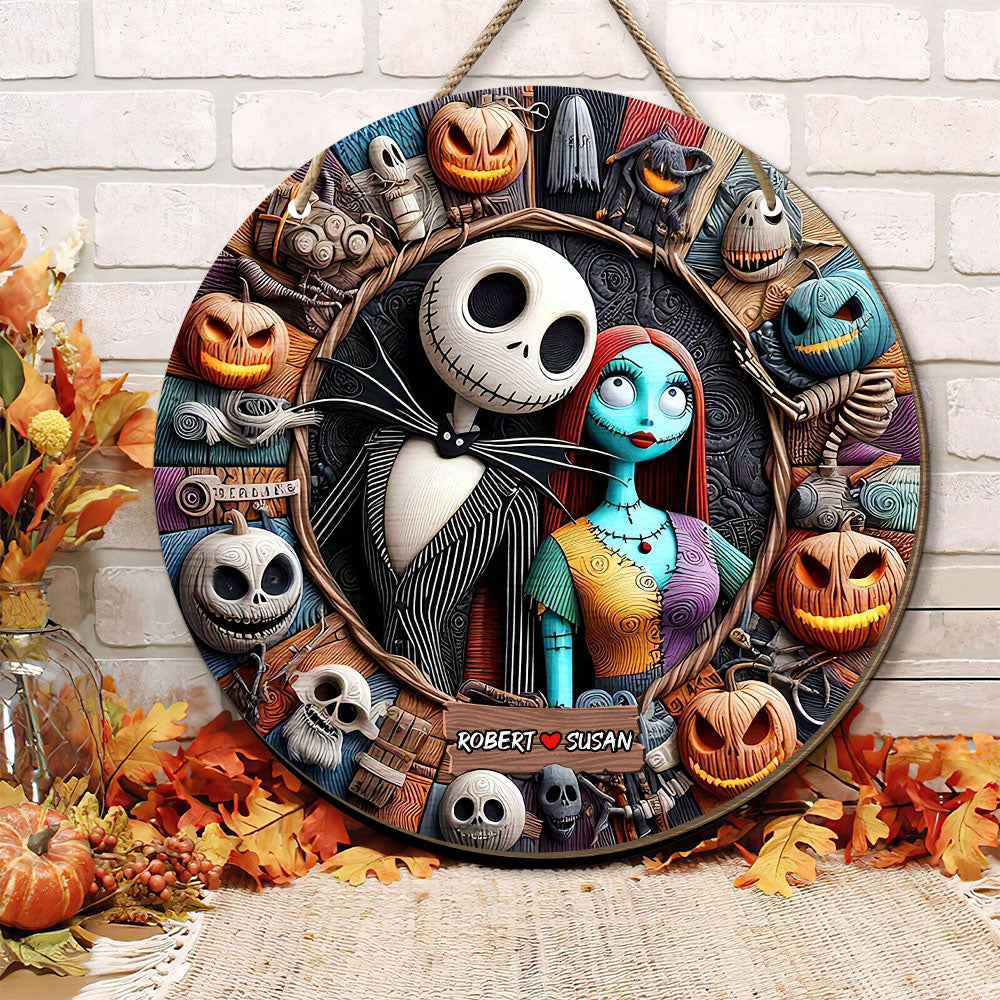 Custom Halloween Couple Wood Sign | Personalized Spooky Decor | Valentine's Day Gifts Wood Sign PopCulturePrints