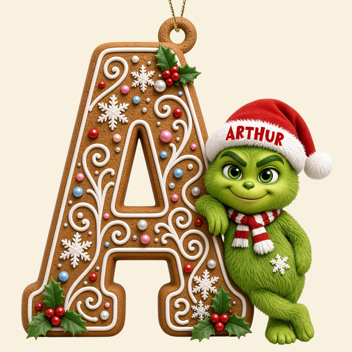 “Spread Holiday Cheer with Personalized Charm” - Whimsical Character Initial Alphabet Ornament - Personalized Christmas Gift Ornament PopCulturePrints