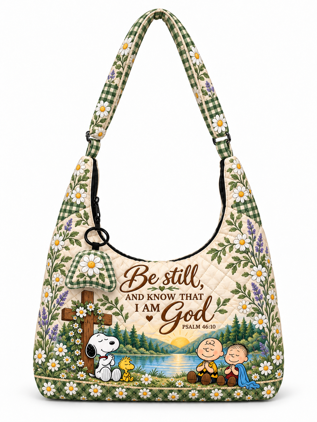 Be Still And Know Psalm 46:10 Christian Gift For Her - Personalized Quilted Hobo Shoulder Bag