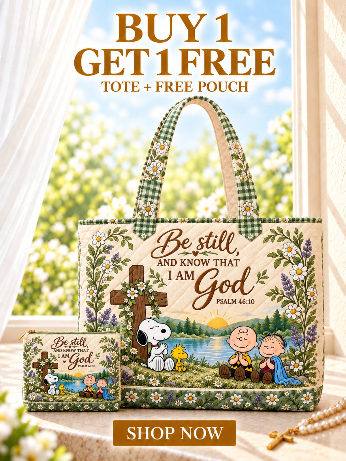 Be Still And Know Psalm 46:10 Christian Gift For Her - Personalized Quilted Tote Bag