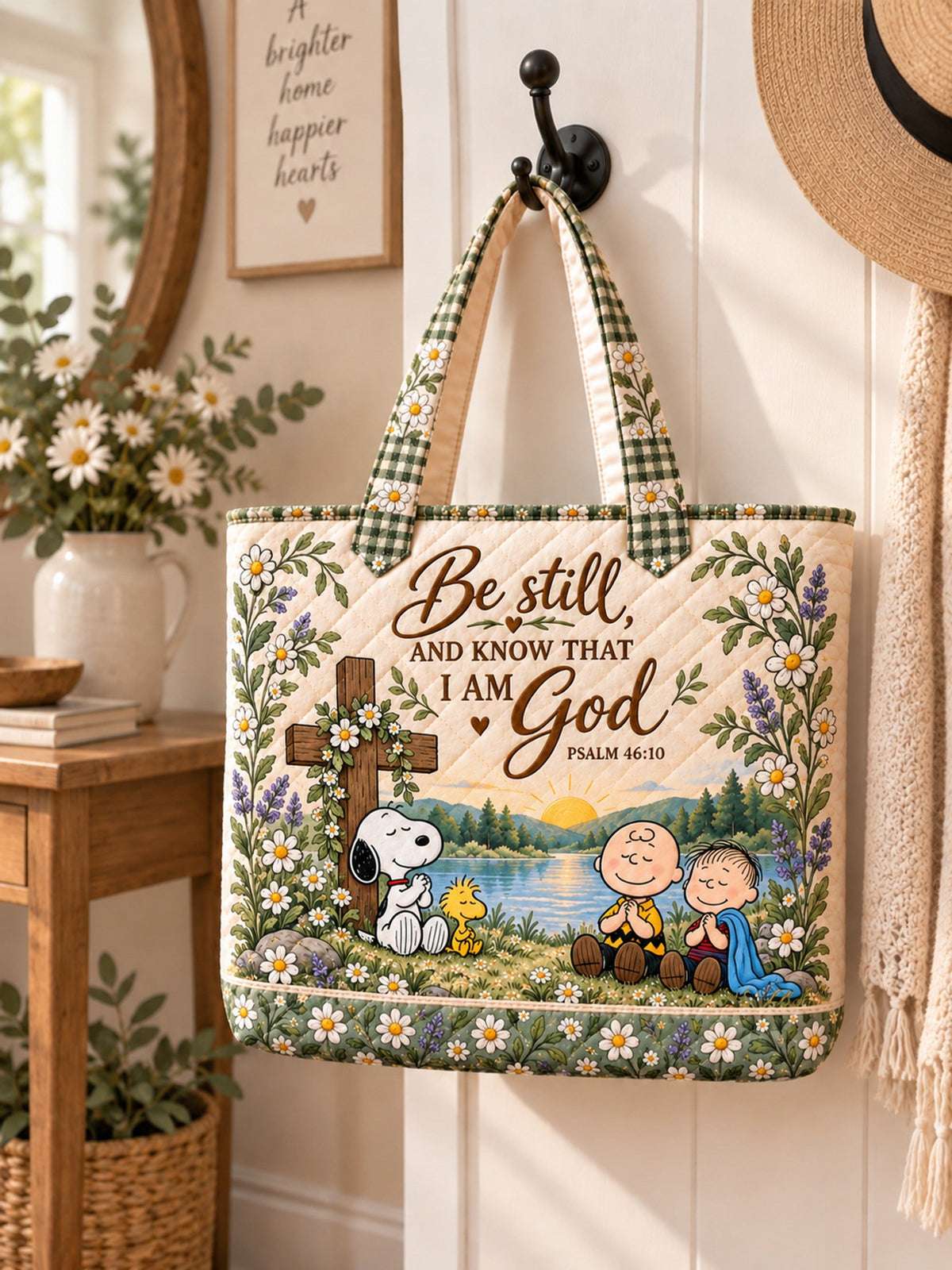 Be Still And Know Psalm 46:10 Christian Gift For Her - Personalized Quilted Tote Bag