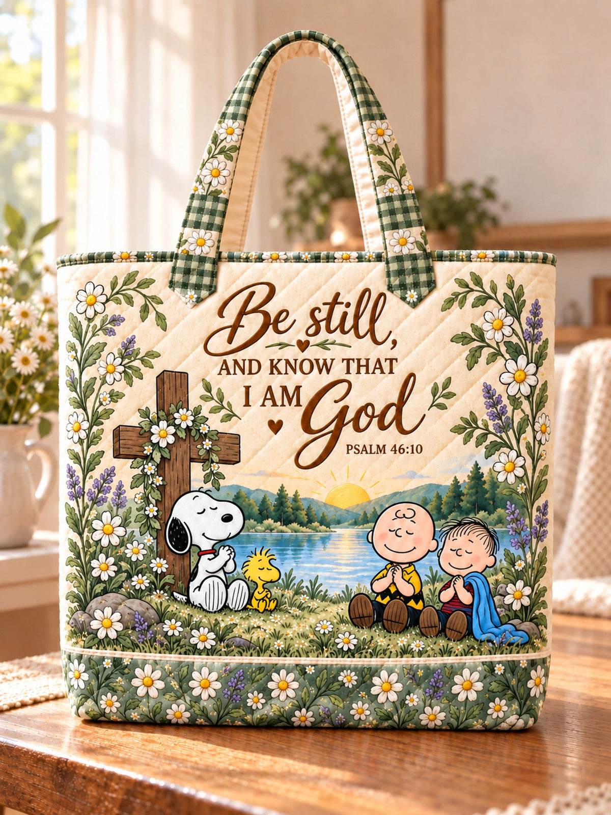 Be Still And Know Psalm 46:10 Christian Gift For Her - Personalized Quilted Tote Bag