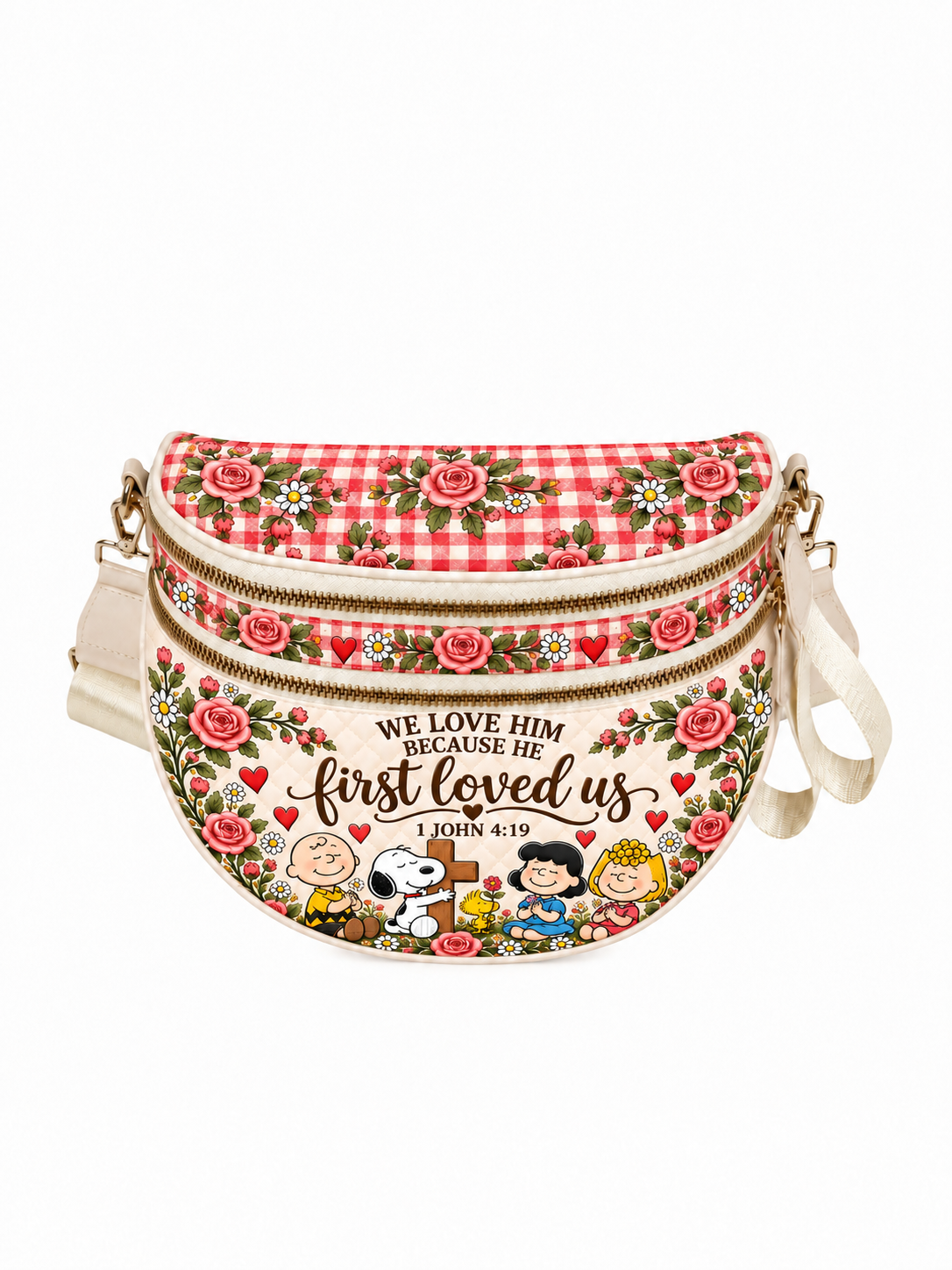 He First Loved Us 1 John 4:19 Christian Gift For Her - Personalized Crossbody Bag