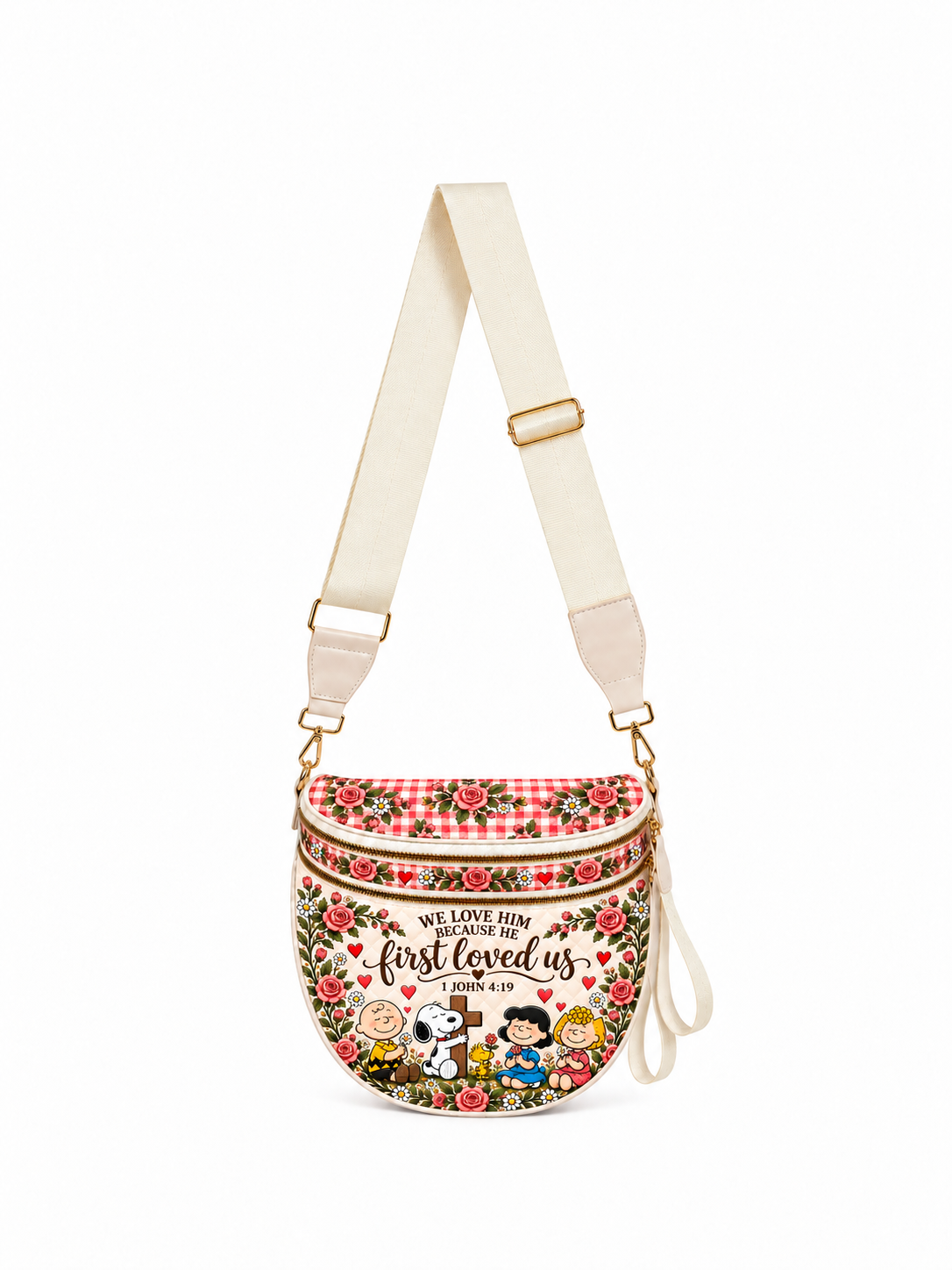 He First Loved Us 1 John 4:19 Christian Gift For Her - Personalized Crossbody Bag
