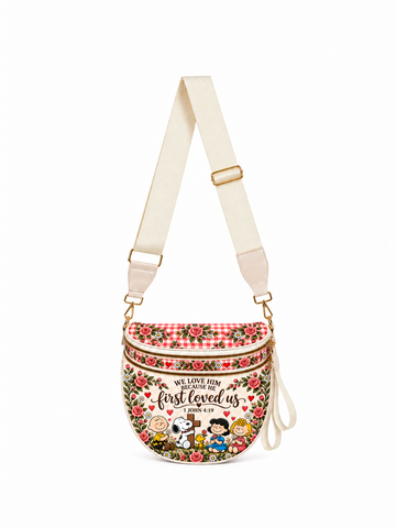 He First Loved Us 1 John 4:19 Christian Gift For Her - Personalized Crossbody Bag