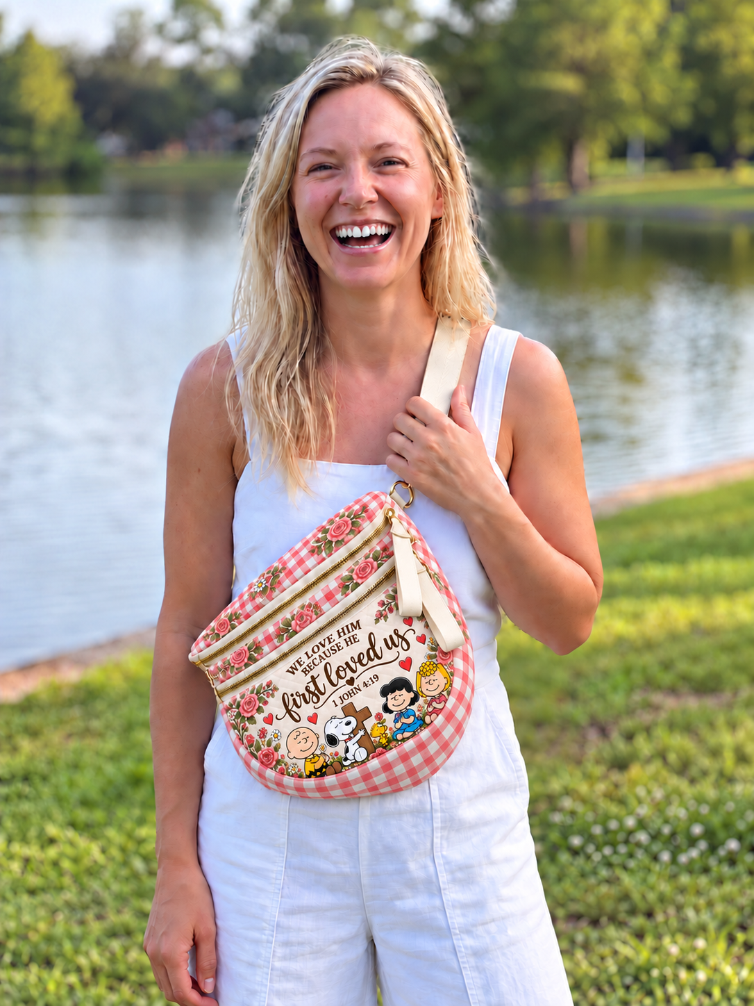 He First Loved Us 1 John 4:19 Christian Gift For Her - Personalized Crossbody Bag