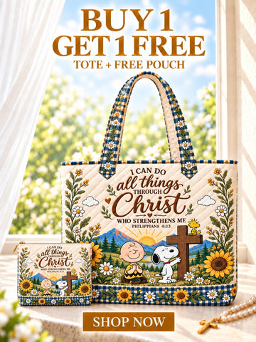 I Can Do All Things Through Christ Gift - Personalized Quilted Tote Bag - Buy 1 Get 1 Free