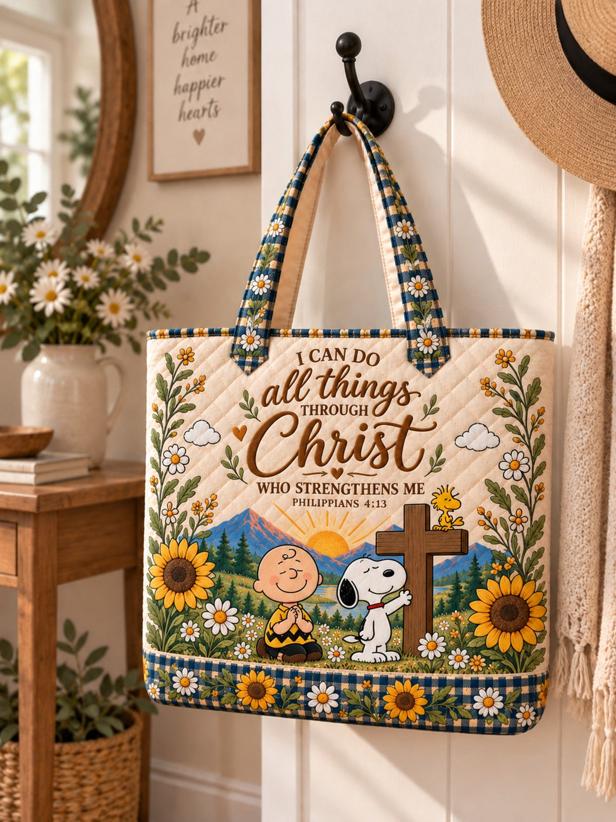 I Can Do All Things Through Christ Christian Gift For Her - Personalized Quilted Tote Bag