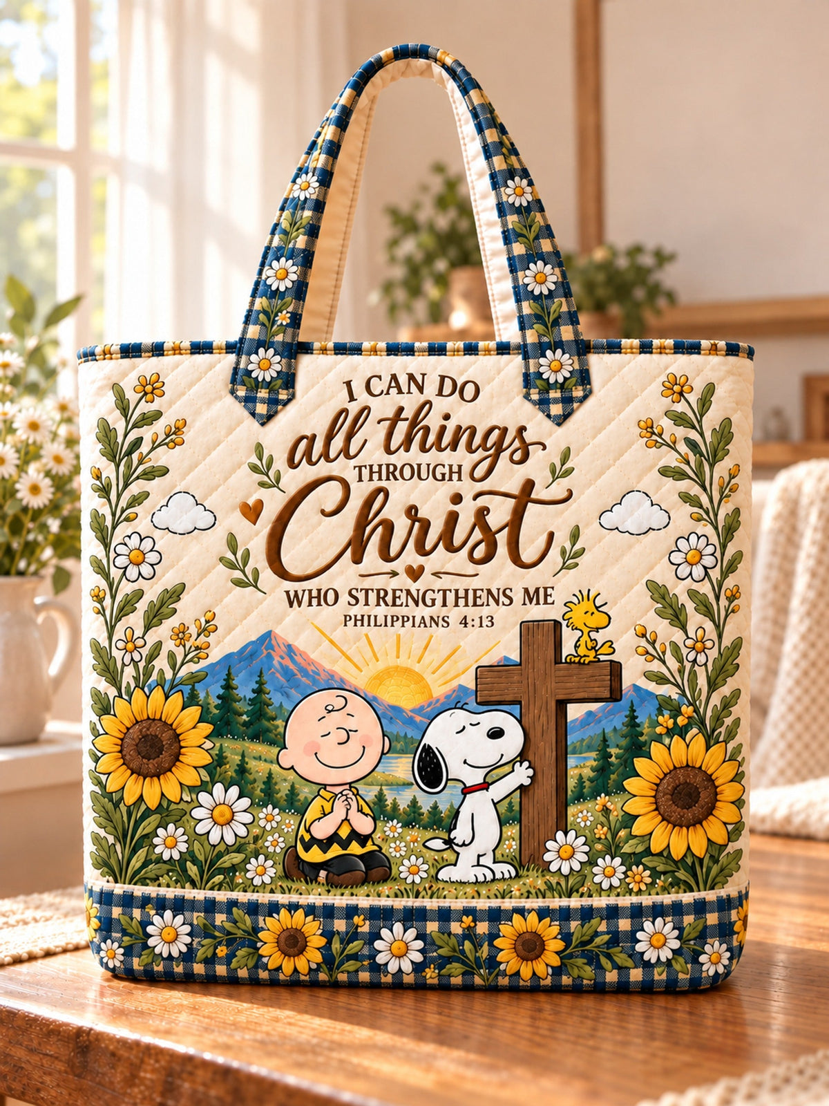 I Can Do All Things Through Christ Gift - Personalized Quilted Tote Bag - Buy 1 Get 1 Free