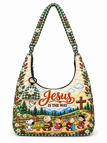 Jesus Is The Way Gift For Her - Personalized Quilted Hobo Shoulder Bag