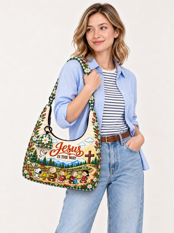 Jesus Is The Way Gift For Her - Personalized Quilted Hobo Shoulder Bag
