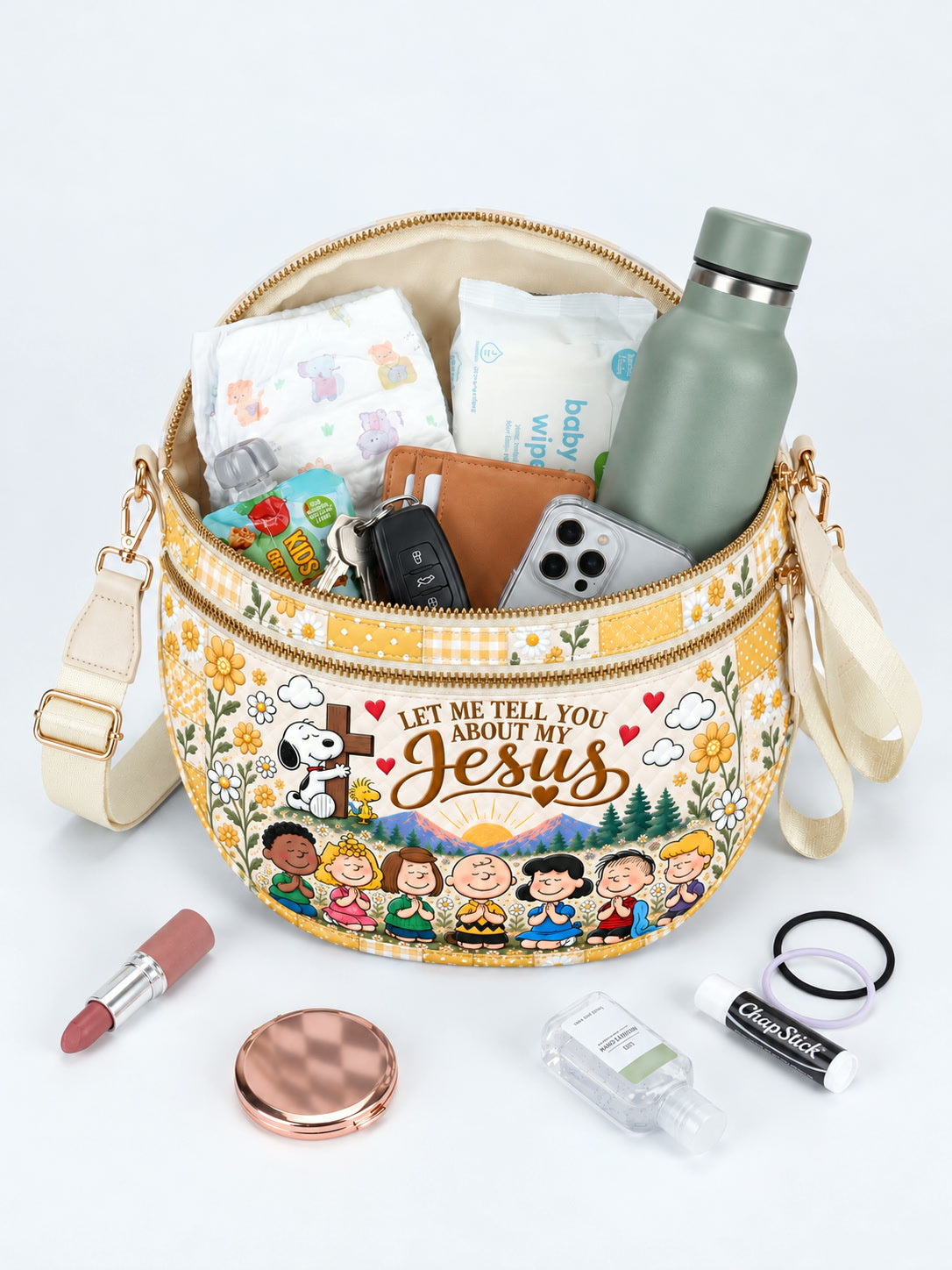 “Let Me Tell You About My Jesus” Floral Garden - Crossbody Bag