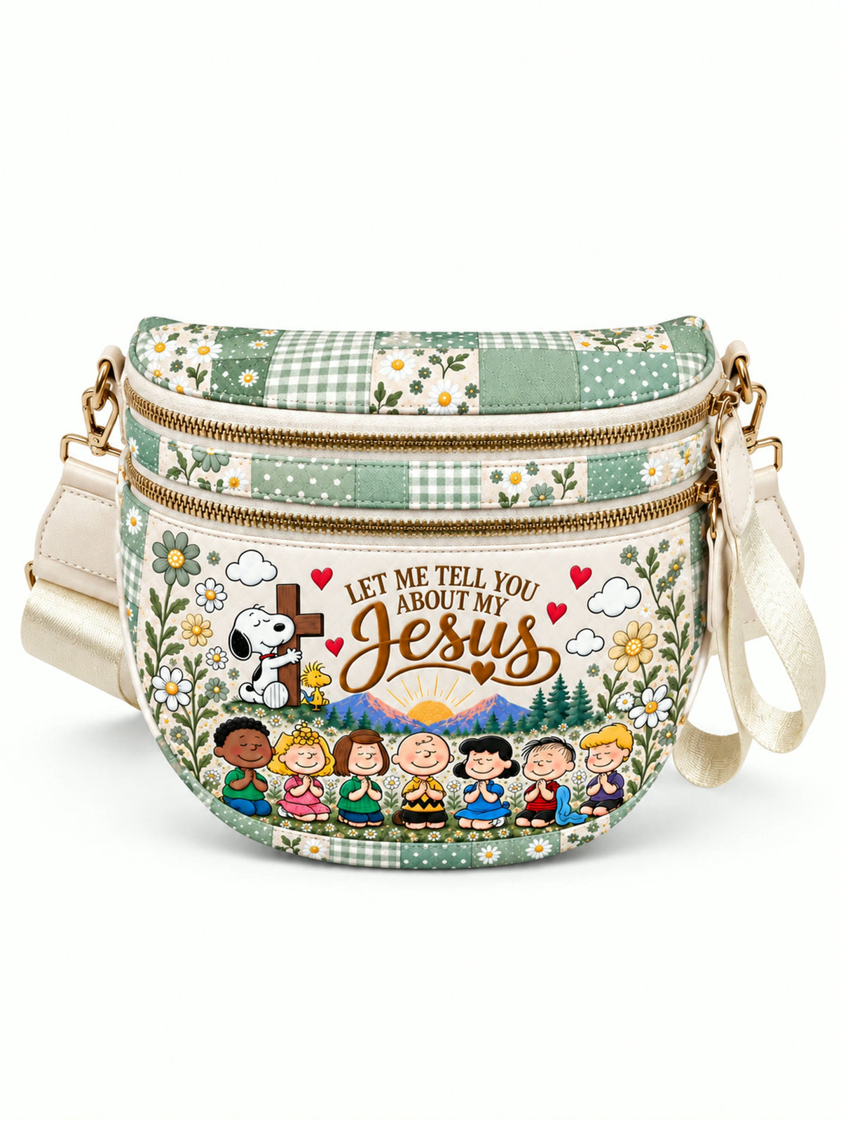 “Let Me Tell You About My Jesus” Floral Garden - Crossbody Bag