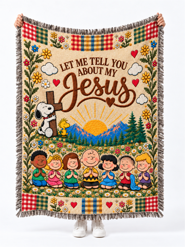 Let Me Tell You About My Jesus Gift For Her - Personalized Woven Blanket
