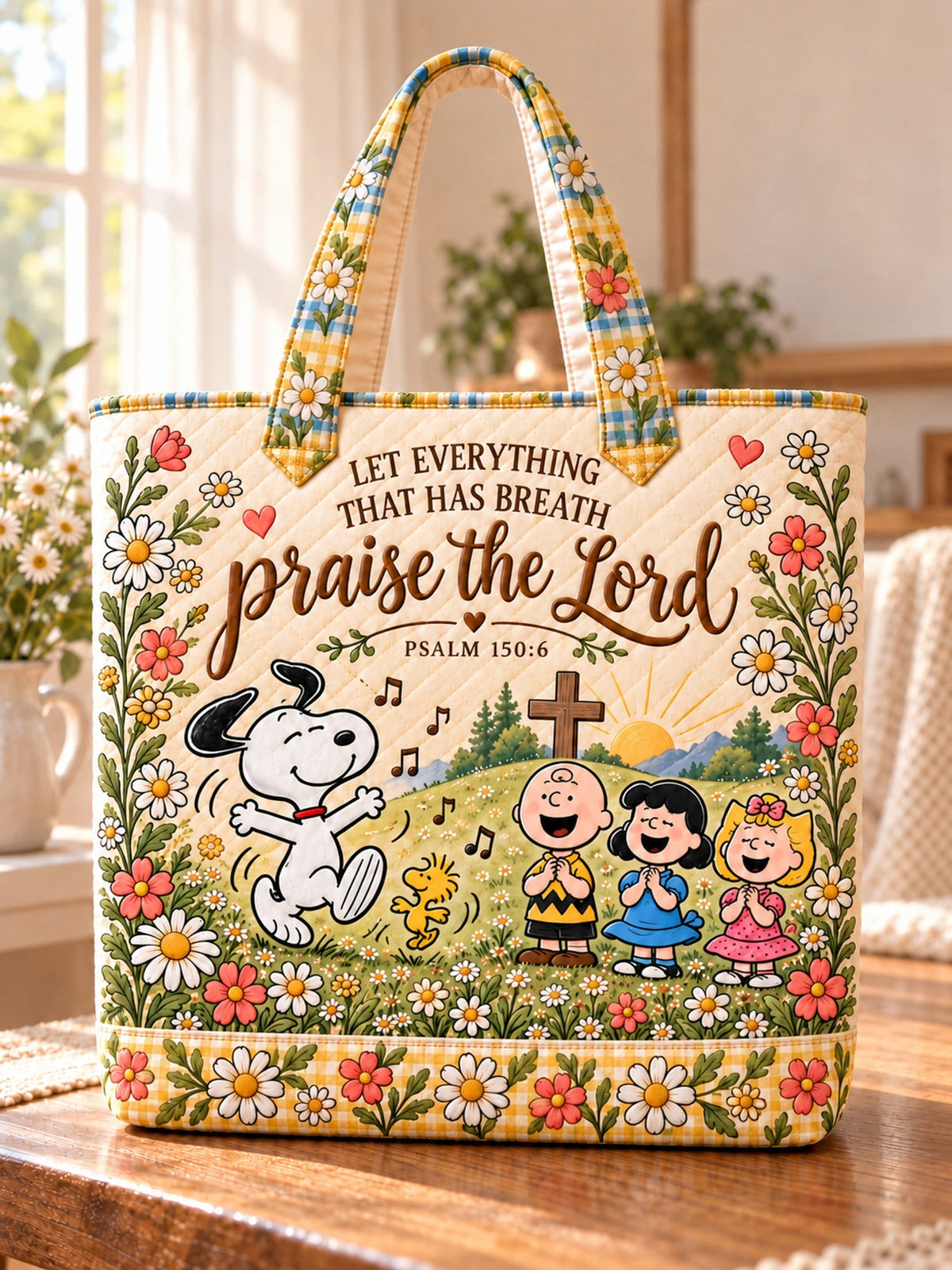 Praise The Lord Psalm 150:6 Gift - Personalized Quilted Tote Bag - Buy 1 Get 1 Free