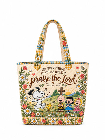 Praise The Lord Psalm 150:6 Christian Gift For Her - Personalized Quilted Tote Bag
