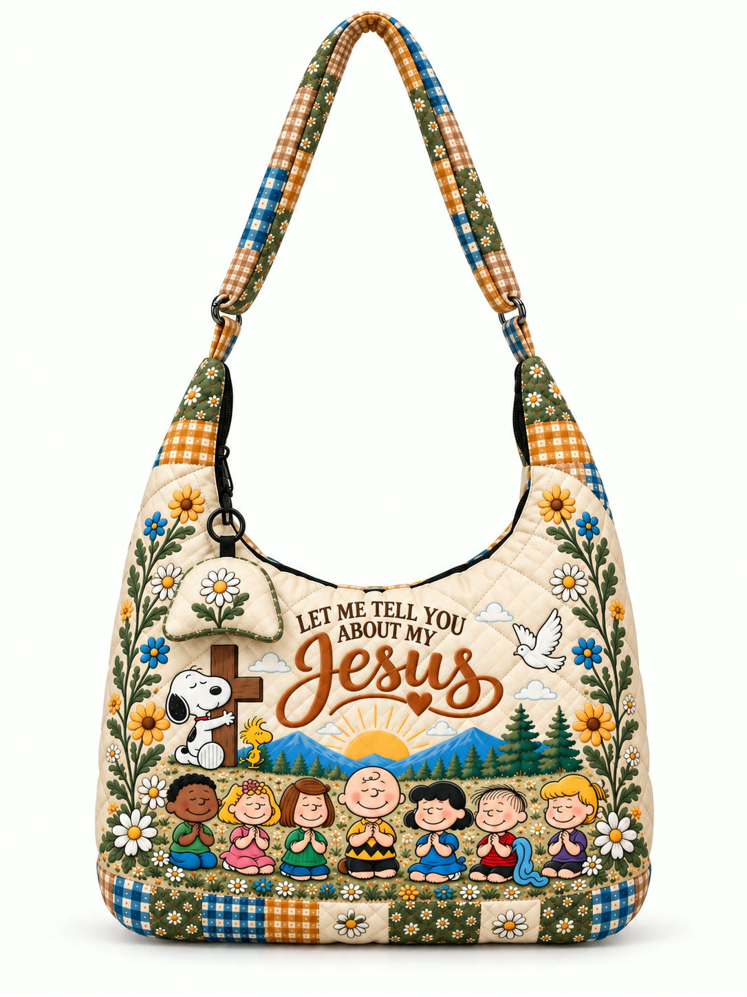 Let Me Tell You About My Jesus Gift For Her - Personalized Quilted Hobo Shoulder Bag