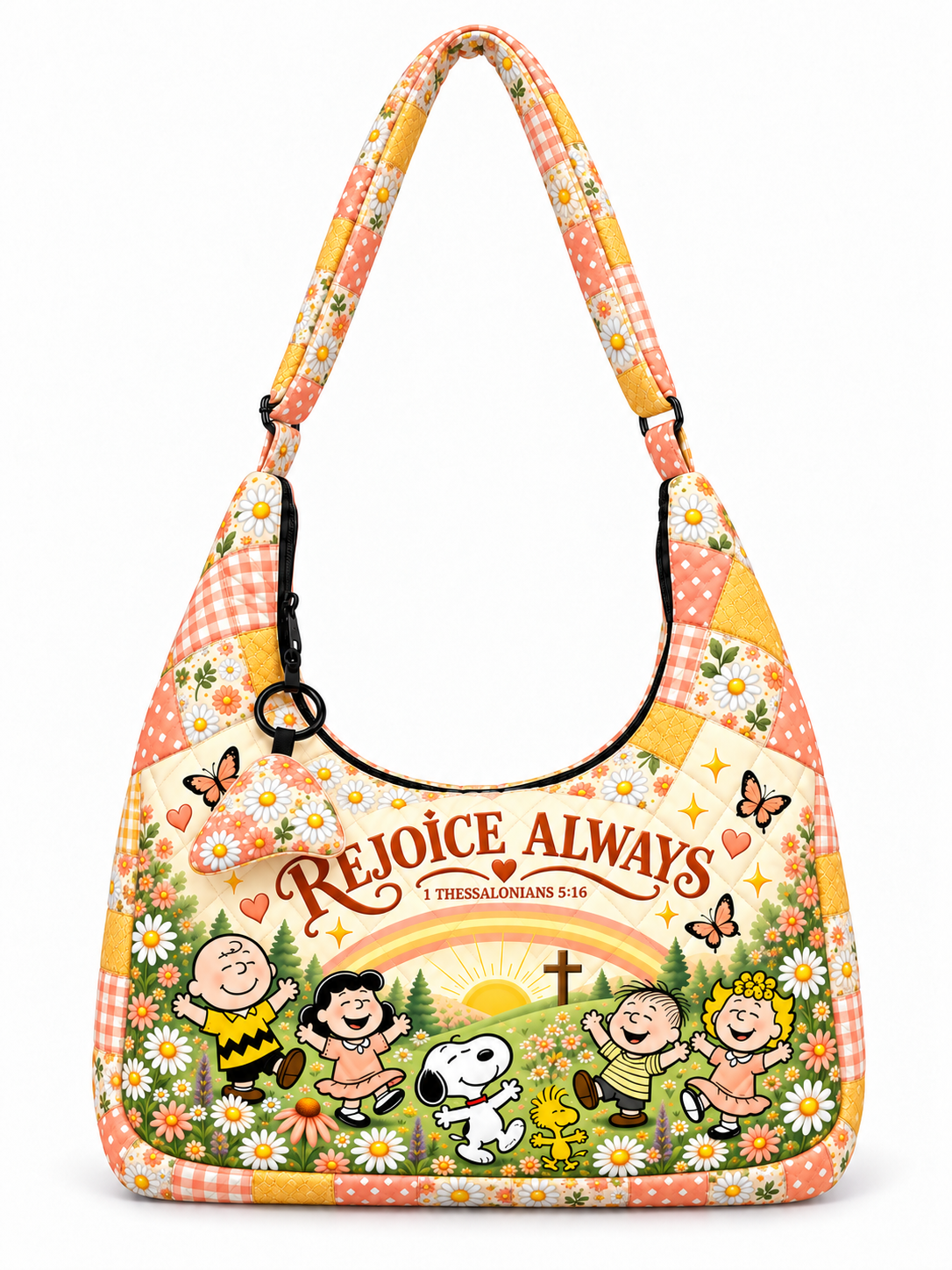 Rejoice Always 1 Thessalonians 5:16 Gift For Her - Quilted Hobo Shoulder Bag