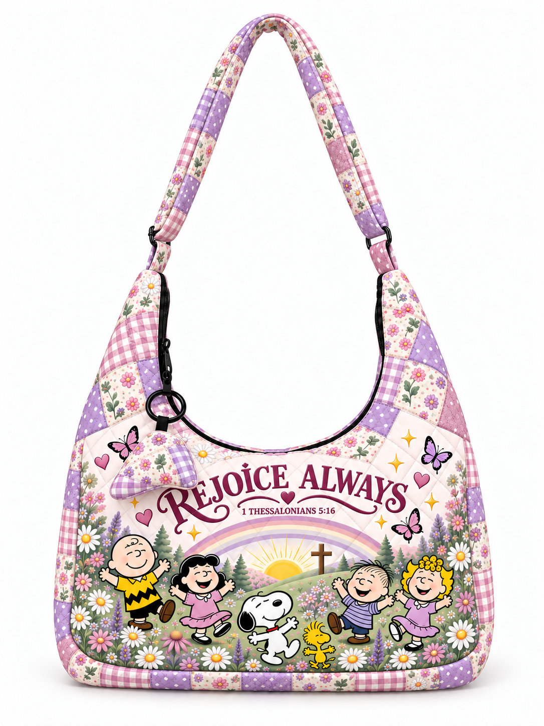 Rejoice Always 1 Thessalonians 5:16 Gift For Her - Quilted Hobo Shoulder Bag
