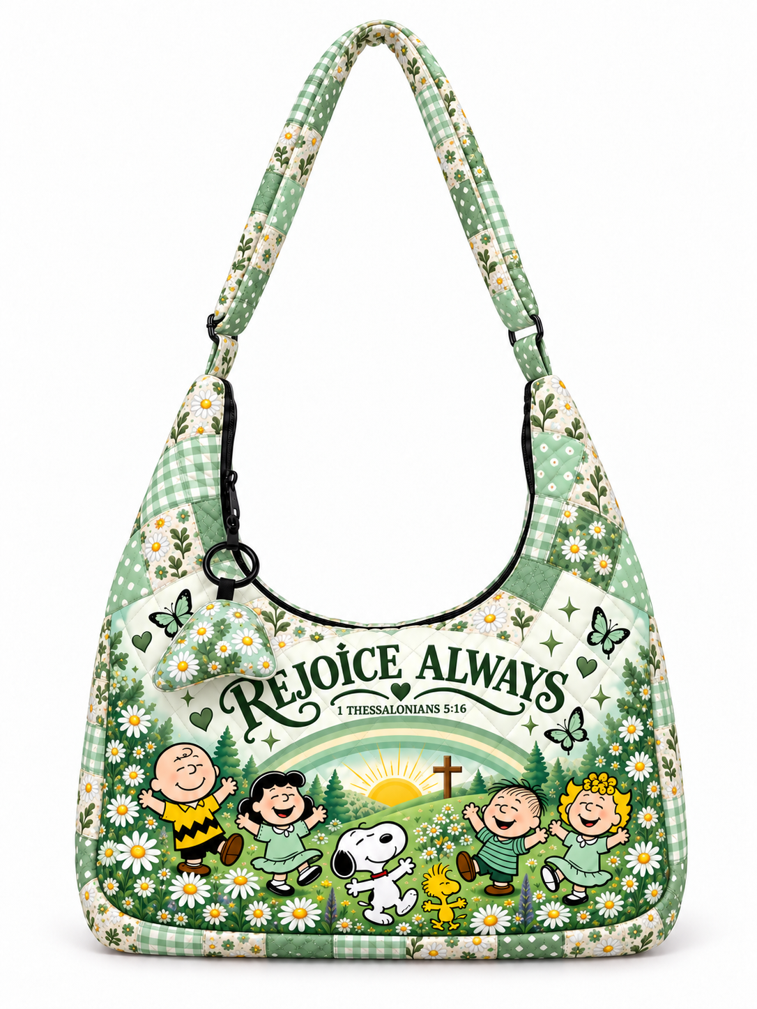 Rejoice Always 1 Thessalonians 5:16 Gift For Her - Quilted Hobo Shoulder Bag