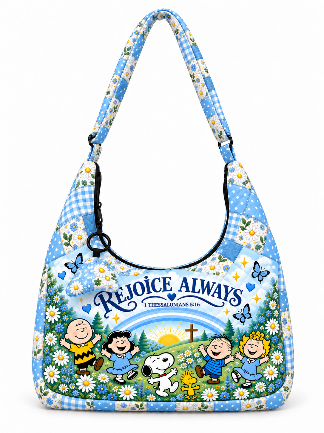 Rejoice Always 1 Thessalonians 5:16 Gift For Her - Quilted Hobo Shoulder Bag