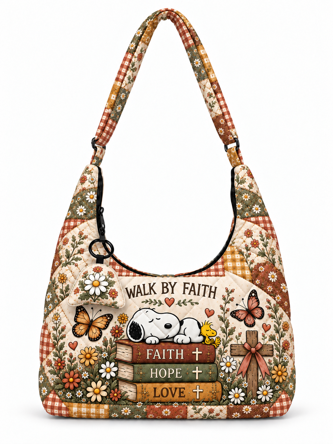 Walk By Faith Gift For Her - Quilted Hobo Shoulder Bag