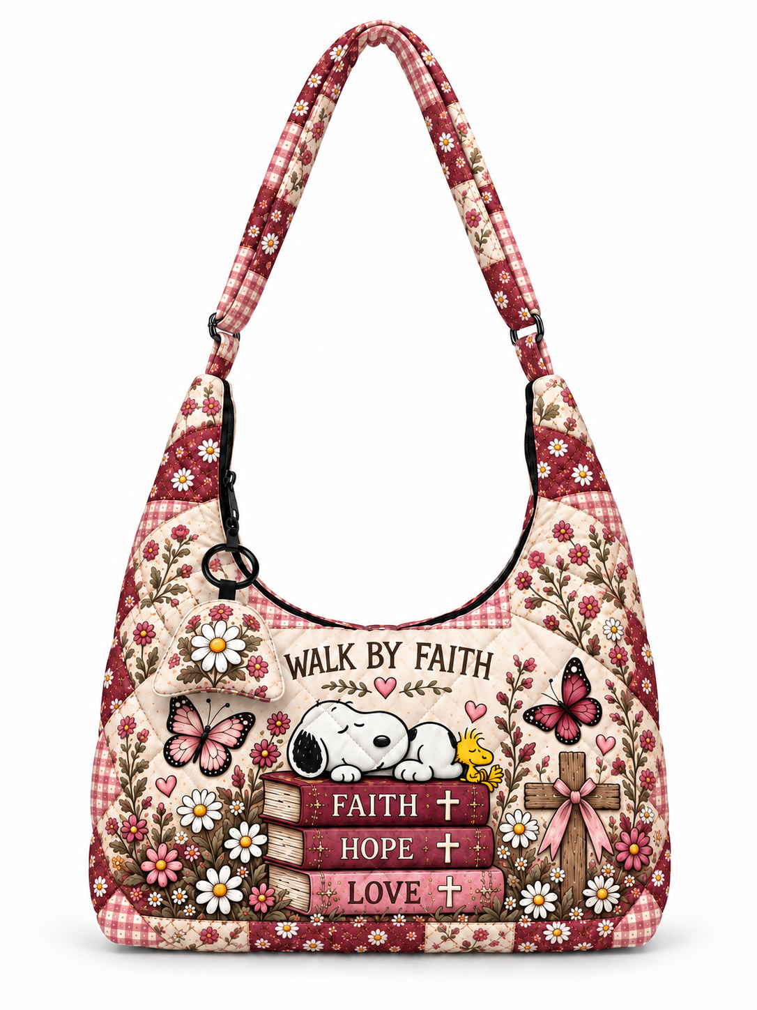 Walk By Faith Gift For Her - Quilted Hobo Shoulder Bag