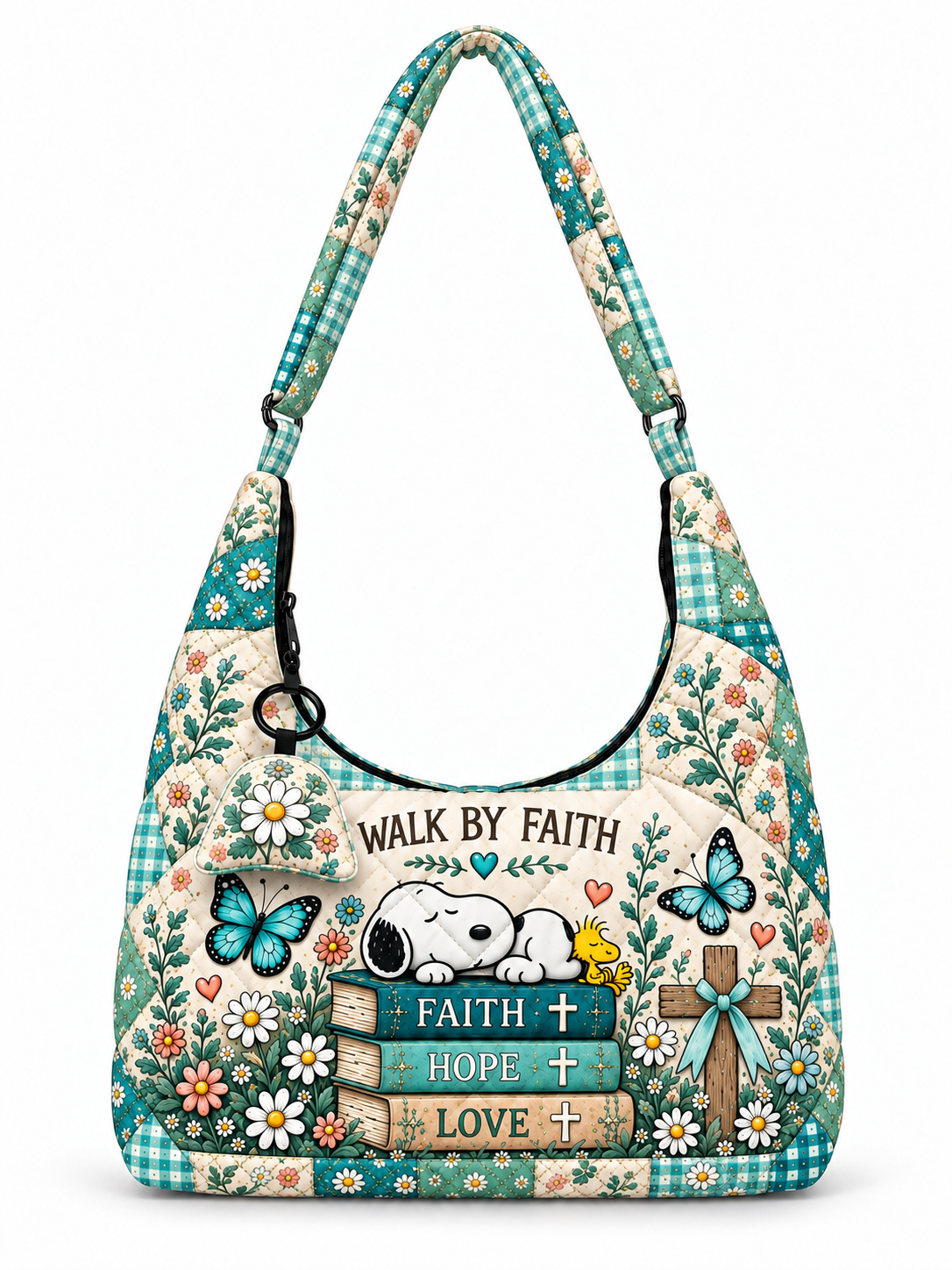 Walk By Faith Gift For Her - Quilted Hobo Shoulder Bag