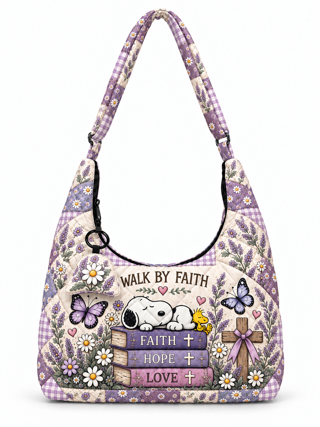 Walk By Faith Gift For Her - Quilted Hobo Shoulder Bag
