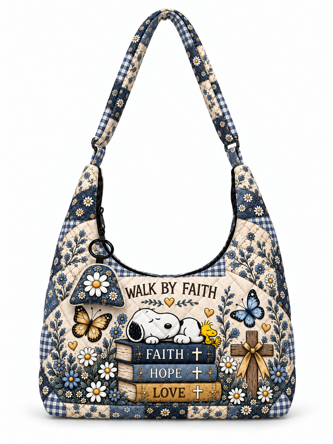 Walk By Faith Gift For Her - Quilted Hobo Shoulder Bag
