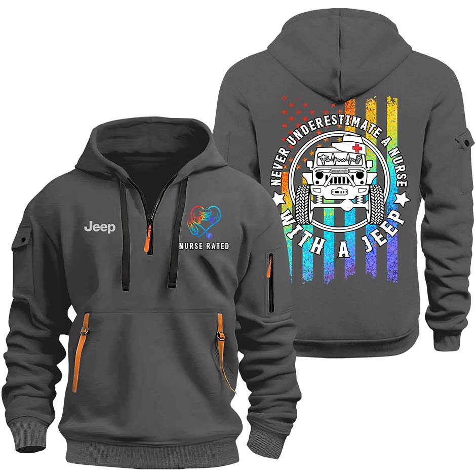 Never Underestimate A Nurse With A Jeep Quarter Zip Hoodie Supler Store