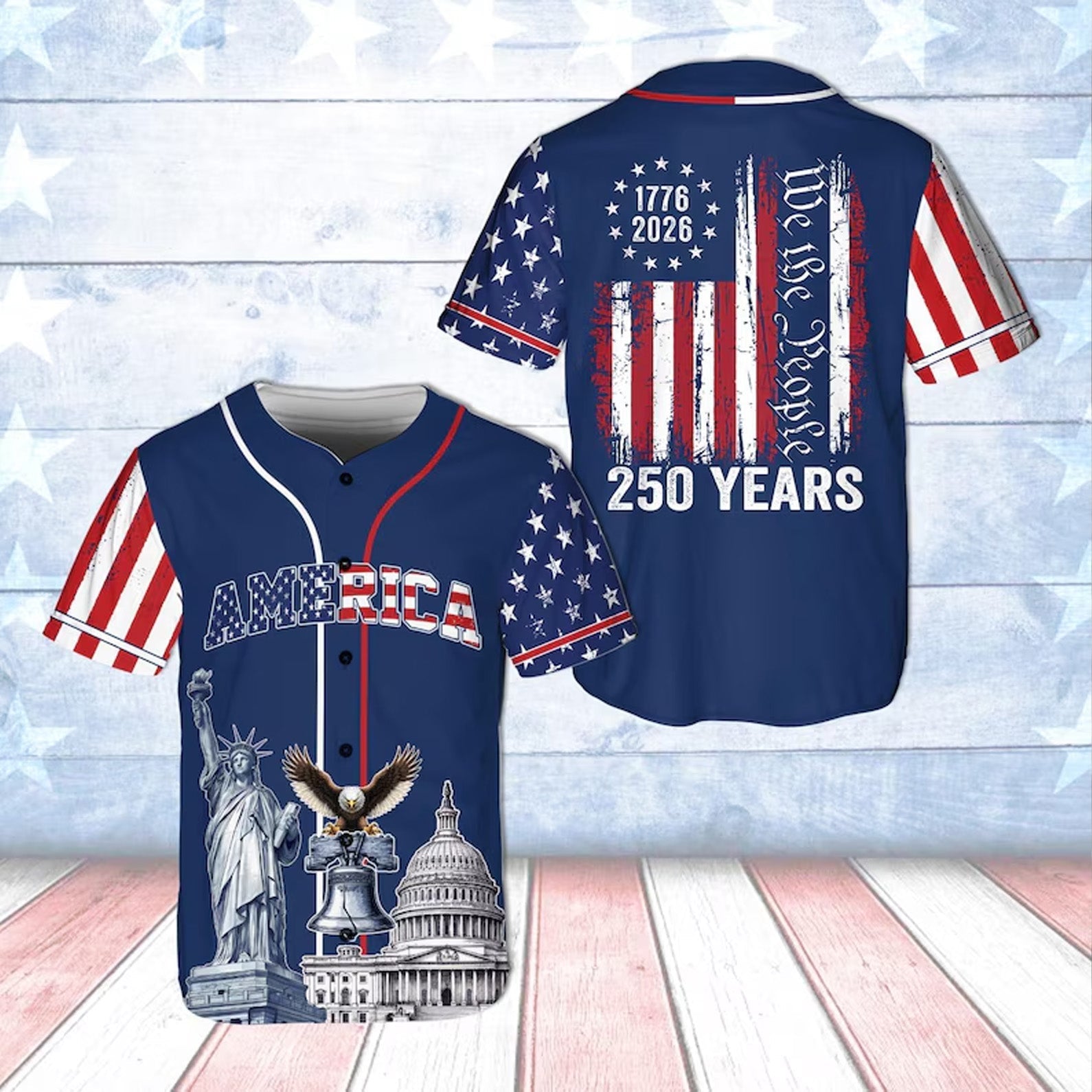 We The People 250 Years US Anniversary - Personalized Baseball Jersey - Gift For Patriots HN02