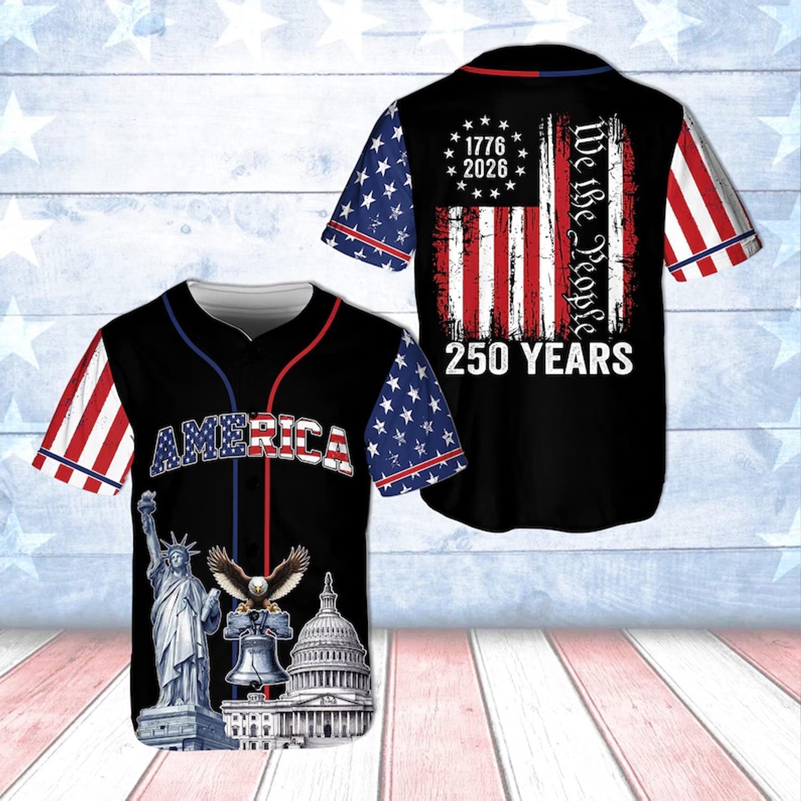 We The People 250 Years US Anniversary - Personalized Baseball Jersey - Gift For Patriots HN02