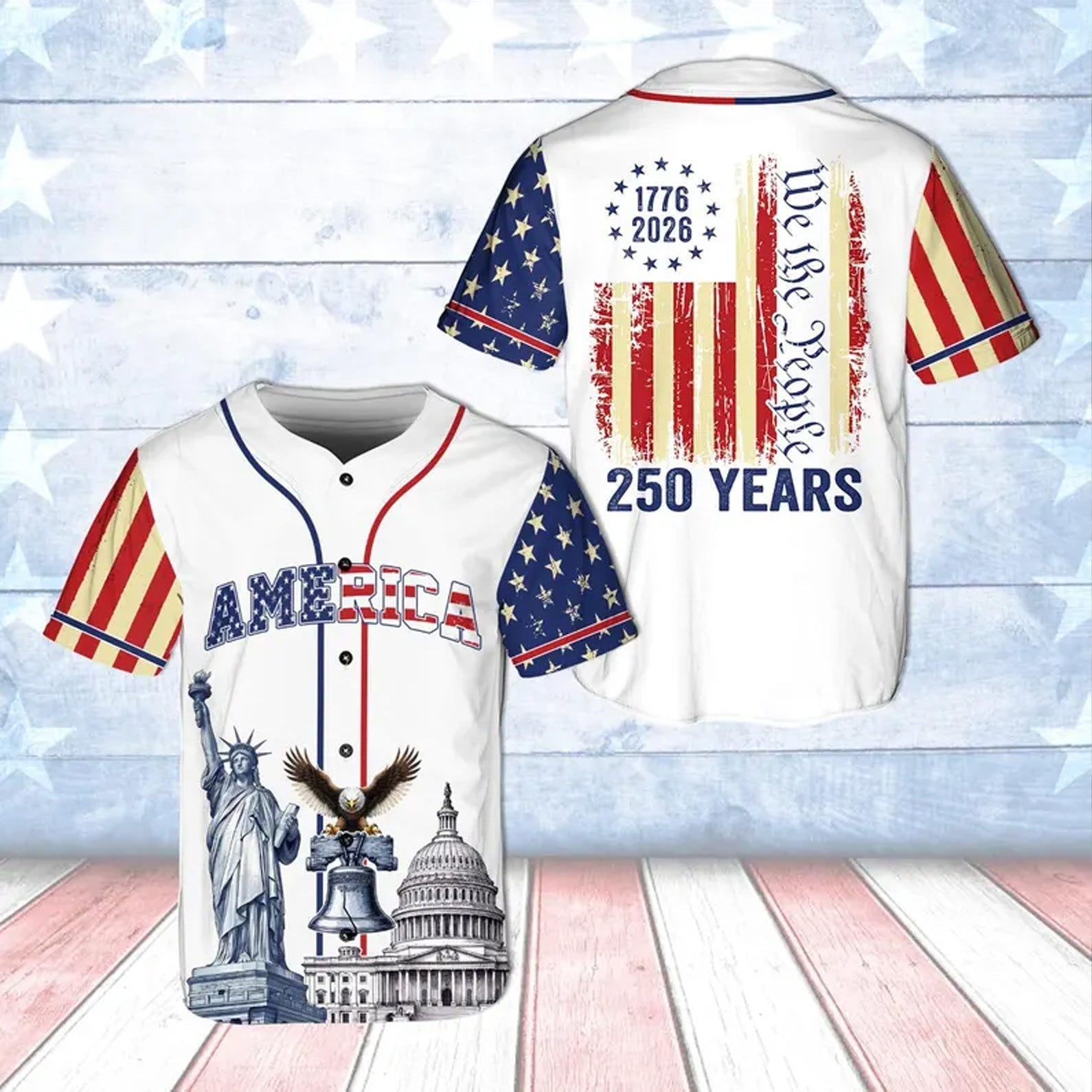 We The People 250 Years US Anniversary - Personalized Baseball Jersey - Gift For Patriots HN02