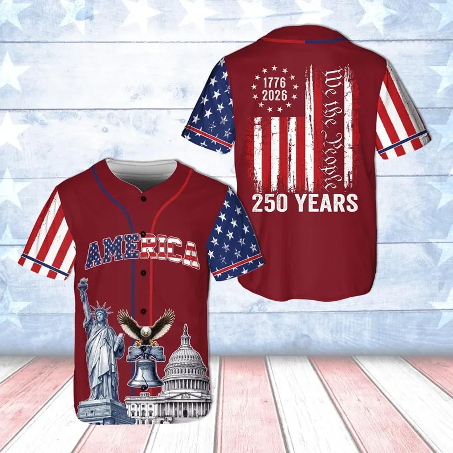 We The People 250 Years US Anniversary - Personalized Baseball Jersey - Gift For Patriots HN02