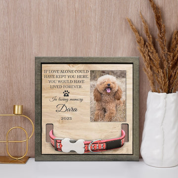 litzzy Litzzy Custom Memorial Standing Frame, Memorial Pet Collar With Photo, Pet Loss Gift, Pet Collar Holder, Dog Bereavement Pet Picture Frame   