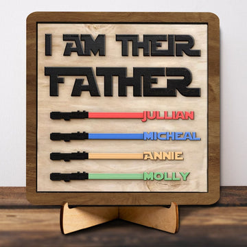 litzzy Personalized father's day wooden sign board, I am your father, i am their father sign Custom Wooden Sign 8x8 Inches Wood - Wood I AM THEIR FATHER
