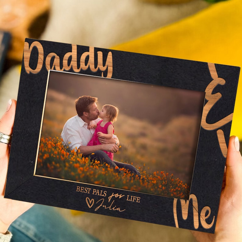 litzzy Wooden Picture Frame For Dad, First Gift For Daddy, Fathers Day Gift, Gift For Father, Wooden Frames For Father, Daddy And Me Frame Custom Wooden Sign   