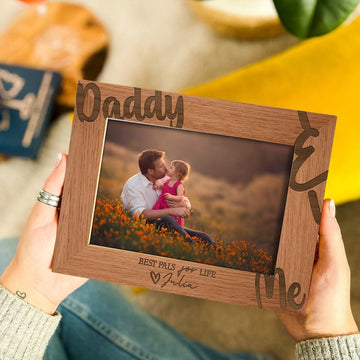 litzzy Wooden Picture Frame For Dad, First Gift For Daddy, Fathers Day Gift, Gift For Father, Wooden Frames For Father, Daddy And Me Frame Custom Wooden Sign   