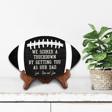 litzzy Personalized Football Sign for Dads, Football Wooden Sign Dad, Father's Day Gift, Gifts for Dads, Sports Dad Gift, Football Daddy Gift Custom Wooden Sign Black 7.8 x 4.5 inches 