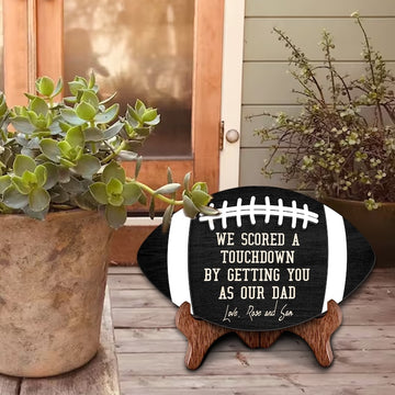 litzzy Personalized Football Sign for Dads, Football Wooden Sign Dad, Father's Day Gift, Gifts for Dads, Sports Dad Gift, Football Daddy Gift Custom Wooden Sign   