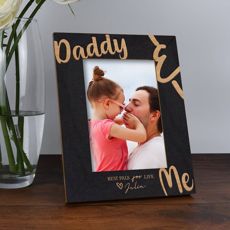 litzzy Wooden Picture Frame For Dad, First Gift For Daddy, Fathers Day Gift, Gift For Father, Wooden Frames For Father, Daddy And Me Frame Custom Wooden Sign   