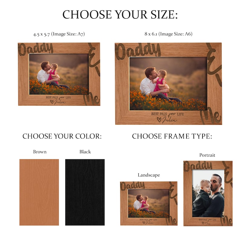 litzzy Wooden Picture Frame For Dad, First Gift For Daddy, Fathers Day Gift, Gift For Father, Wooden Frames For Father, Daddy And Me Frame Custom Wooden Sign   