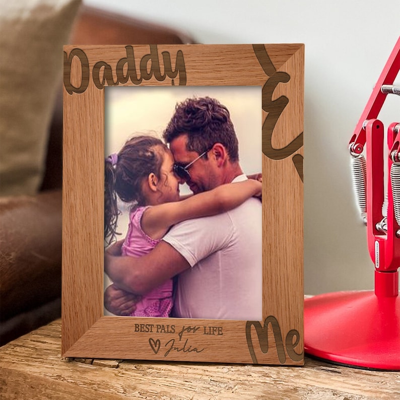 litzzy Wooden Picture Frame For Dad, First Gift For Daddy, Fathers Day Gift, Gift For Father, Wooden Frames For Father, Daddy And Me Frame Custom Wooden Sign   