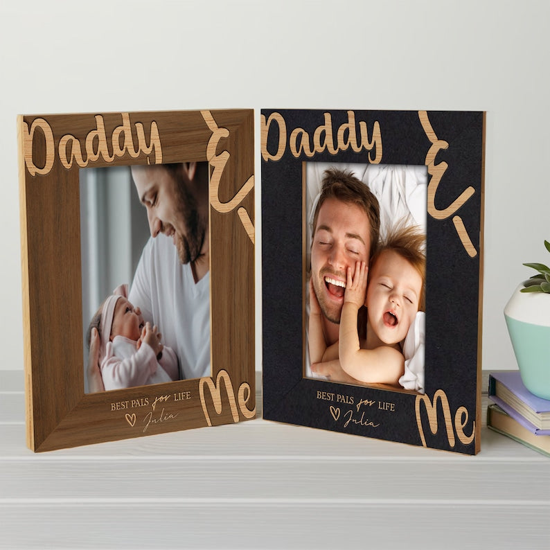 litzzy Wooden Picture Frame For Dad, First Gift For Daddy, Fathers Day Gift, Gift For Father, Wooden Frames For Father, Daddy And Me Frame Custom Wooden Sign   