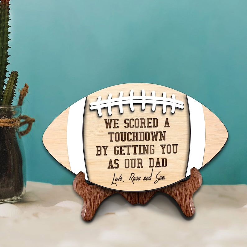 litzzy Personalized Football Sign for Dads, Football Wooden Sign Dad, Father's Day Gift, Gifts for Dads, Sports Dad Gift, Football Daddy Gift Custom Wooden Sign   