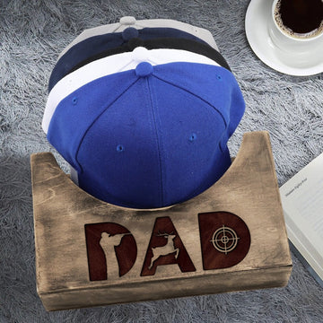 litzzy Custom Dad Hunting Wooden Hat Holder, Deer Dad Hunter Gift, Baseball Hat Holder, Cap Organizer, Cap Stand Custom Wooden Sign   