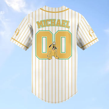Custom Plu Dog Striped Baseball Jersey, DN Pluto Baseball Shirt, DNland Jersey Shirt, DNworld Shirt, Magic Kingdom Gifts